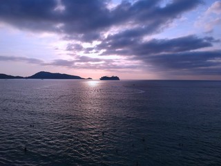 Panoramic Aerial Views of Patong Beach Phuket at Sunset