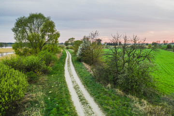 Spring landscape of farmland in Poland.
