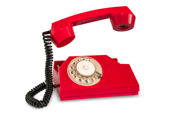 Retro rotary telephone with the receiver raised