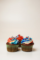 Red, white and blue cupcakes