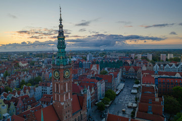 Obraz premium Aerial view to old town in Gdansk.