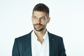 Portrait of smiling businessman in suit