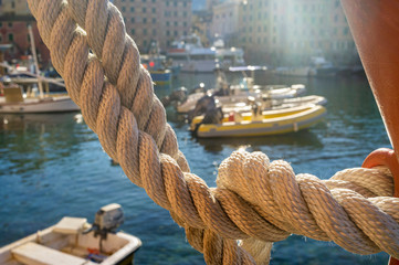 Fototapeta premium The Camogli Marina, in the Ligurian Region (shores of Ligurian Sea, Genoa Province)