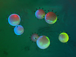 Wuhan Coronavirus 2019-nCov, 3D rendering