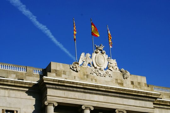 High Section Of Barcelona City Council Against Clear Blue Sky