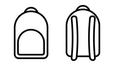 Backpack flat icon. Front view and rear view. Vector illustration.