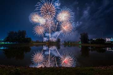 Beautiful Fireworks Festival in Udon Thani, Thailand..