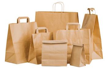 Paper bags isolated on white background.