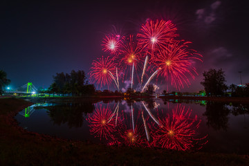 Beautiful Fireworks Festival in Udon Thani, Thailand..