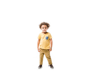 little african american boy isolated on white