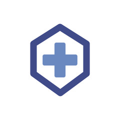 medical cross symbol in shield