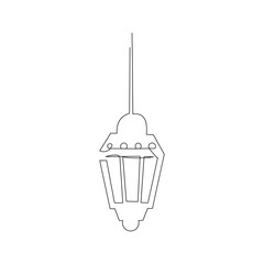 Continuous line drawing of islamic lantern can use for ramadan and ied mubarak event. Vector illustration.