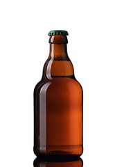 small brown bottle with beer 