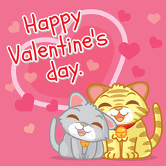 Cartoon cute couple cats vector, Happy Valentine's Day