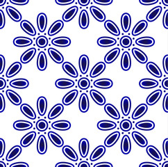 abstract flower pattern blue and white