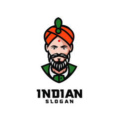 Indian chef character logo design cartoon