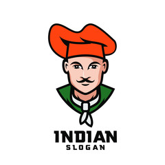 Indian chef character logo design cartoon