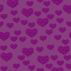 Pattern hearts. Dark Purple, Pink love background with. Illustration concept for valentine's day. Design for ad, poster, banner of Valentine Day. Decorative textile, wallpaper. Monochrome print.