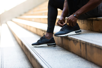 Happy good healthy and wellness concept. sport, workout people and lifestyle concept.Young African...