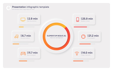 Presentation infographic template in a modern clean style. Six options