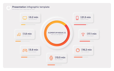Presentation infographic template in a modern clean style. Seven options