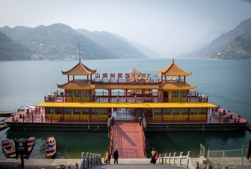Sailing on the yangtze river  for the traveler along with the Three gorges area, in Yichang city,...