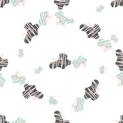 Obraz premium Vector kids pattern with cute native cloud. Cute scandinavian seamless background in calm colors
