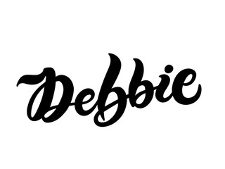 Debbie. Woman's name. Hand drawn lettering. Vector illustration. Best for Birthday banner