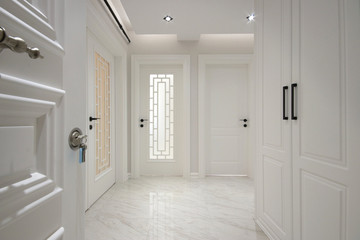 Fototapeta na wymiar White interior doors in the home