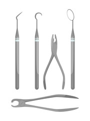 Dentist tools and dentistry instruments icon set