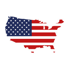 map of usa with flag isolated icon