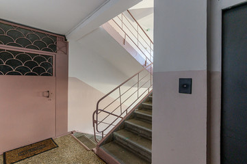Fototapeta premium Russia, Moscow- October 10, 2019: interior room apartment public place, staircase