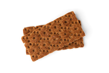 Rye crisp bread isolated on white background.