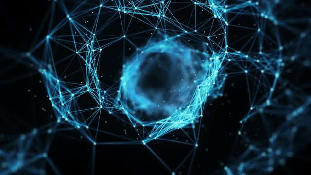 A Flying Through Digital Tunnel, made of digital nodes and connection paths. This animation can be used for visuals, vj, light presentations or as motion background. Alpha Matte. Seamless Loop.