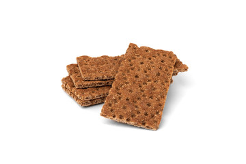 Rye crisp bread isolated on white background.