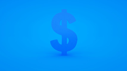 Dollar sign isolated on blue background. 3d illustration