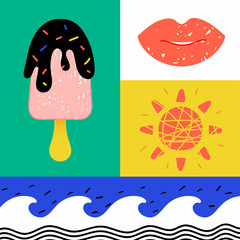 Summer vacation - colorful flat design style illustration