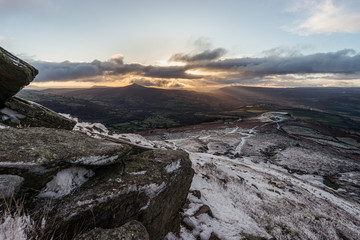 Winter sunrise over Table Mountain, Crickhowell.