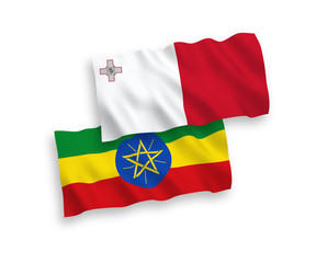 Flags of Malta and Ethiopia on a white background