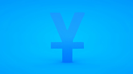 Obraz premium Yuan sign isolated on blue background. 3d illustration