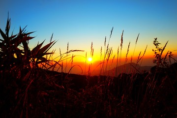 Beautiful landscape in the mountains. When the sunrise