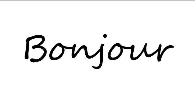 Black Handwritten "Bonjour"Text on a White Background