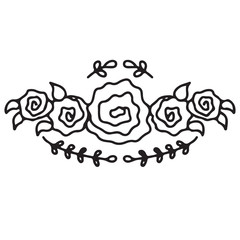 Hand drawn vector isolated rose floral arangement. Floral composition. Line roses element. Botanical graphic  sketch illustration. 