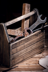 Garage with tools, old grandfather's tools.