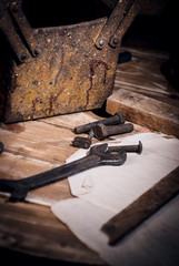 Garage with tools, old grandfather's tools.