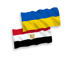 Flags of Egypt and Ukraine on a white background