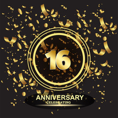 Obraz premium 16 year anniversary logo template vector