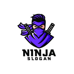 violet ninja character logo design cartoon