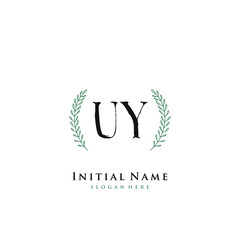 Obraz premium UY Initial handwriting logo vector