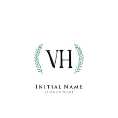 VH Initial handwriting logo vector